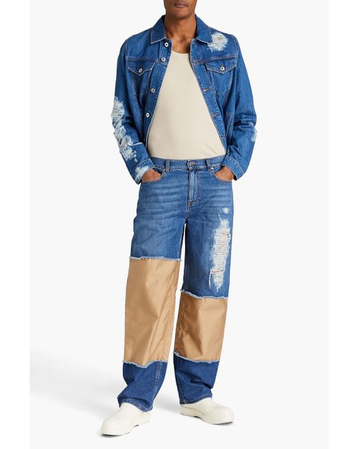 J.W. Anderson Blue Distressed Two-tone Denim Jeans for men
