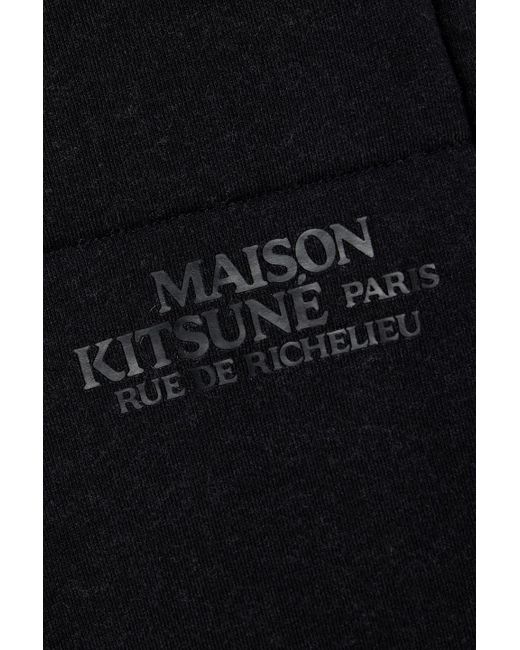 Maison Kitsuné Blue Logo-print Cotton And Wool-blend Fleece Sweatpants for men