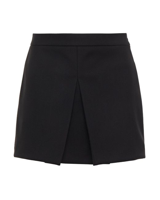 RED Valentino Black Skirt-effect Pleated Twill Shorts