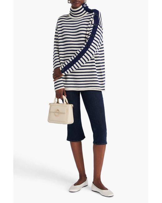 Claudie Pierlot Blue Striped Knitted Turtleneck Sweater