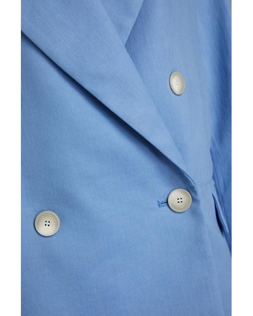 Joseph Blue Jaden Double-breasted Linen-blend Twill Blazer
