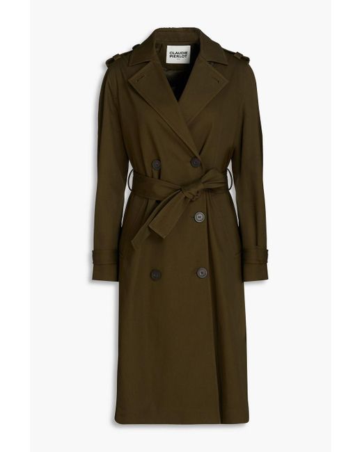 Claudie Pierlot Green Gailletta Double-breasted Cotton-twill Trench Coat