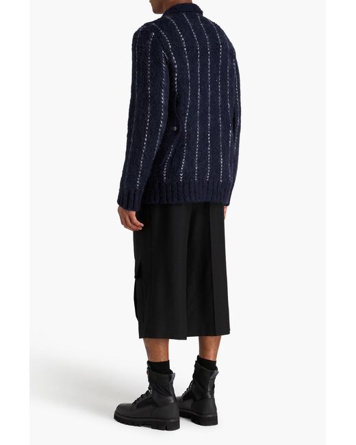 Sacai Blue Pinstriped Knitted Jacket for men