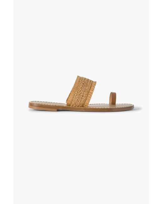 Amanu White Shela Woven Raffia And Leather Sandals