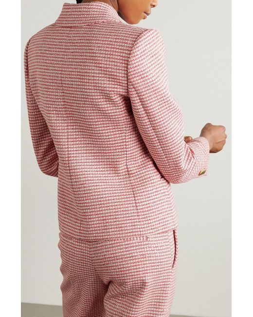 Alessandra Rich Pink Sequin-embellished Checked Wool-blend Tweed Jacket