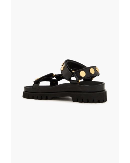 Sandro Black Studded Glossed-leather Sandals