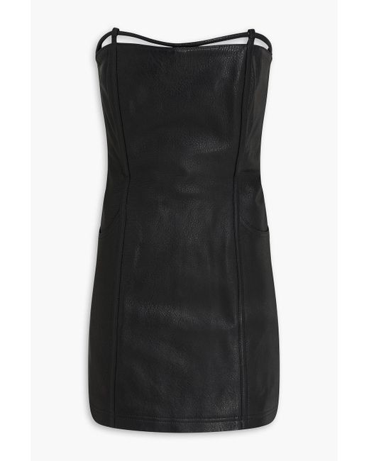 David Koma Black Strapless Pebbled-leather Mini Dress