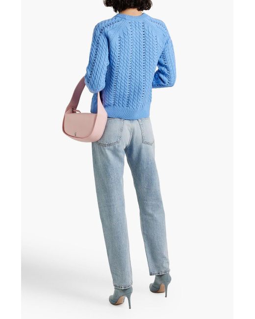 10 Crosby Derek Lam Blue Aitana Lace-up Cable-knit Wool Sweater