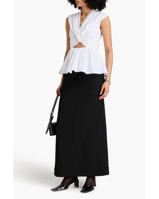 TOVE White Leila Twist-front Cutout Cotton-poplin Top