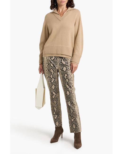 Vince Natural Layered Wool And Cashmere-Blend Polo Sweater