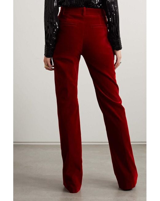 Nili Lotan Red Corette Cotton-blend Velvet Fla Pants