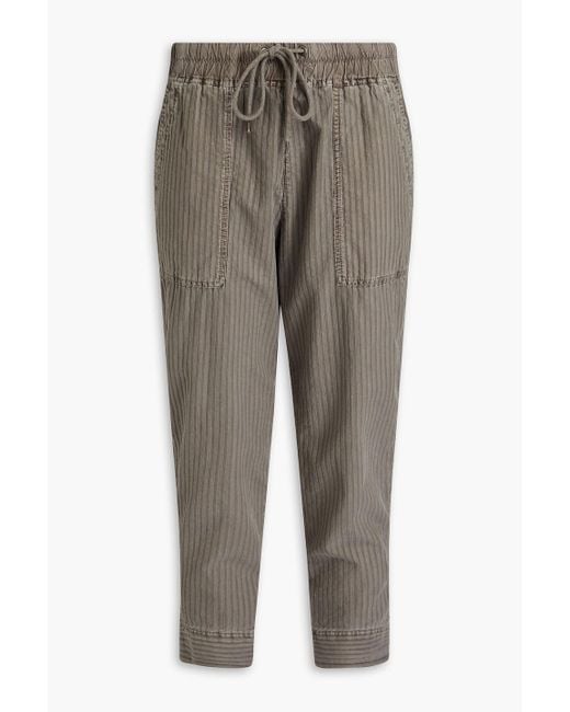 James Perse Gray Cropped Ribbed Cotton And Lyocell-blend Tapered Pants