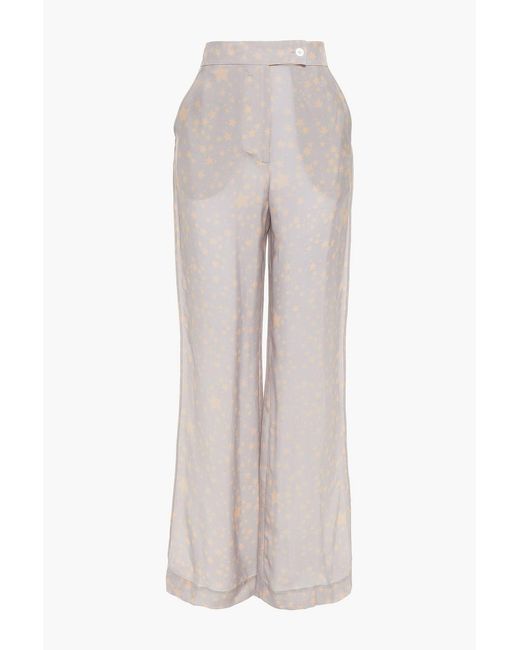 Acne Purple Printed Cupro Flared Pants