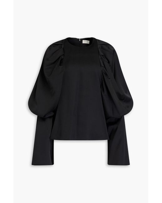 By Malene Birger Black Pallidana plissierte bluse aus gazar-seide aus einer wollmischung