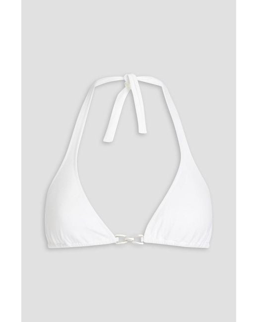 Melissa Odabash White Bahamas Embellished Triangle Bikini Top