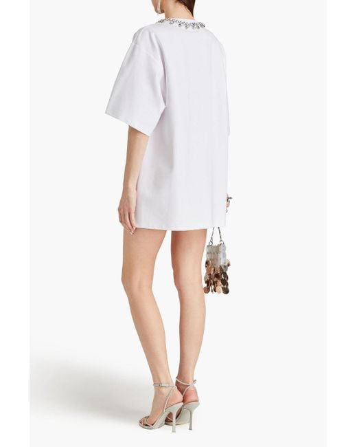 Area White Crystal-embellished Jersey Mini Dress