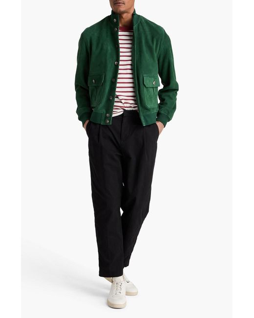 Frescobol Carioca Green Vicente Suede Bomber Jacket for men