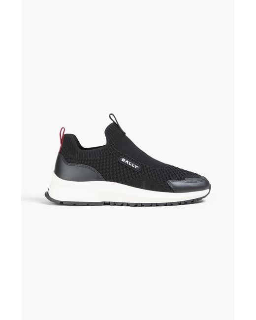 Bally Black Dewan Knitted And Leather Sneakers