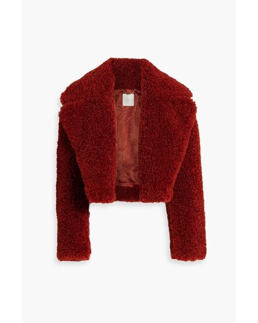 Ronny Kobo Red Helena Cropped Faux Shearling Jacket