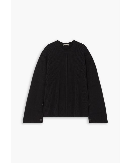 Peter Do Black Button-detailed Merino Wool And Cashmere-blend Sweater