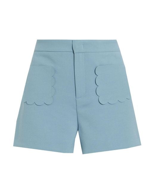RED Valentino Blue Crepe Shorts