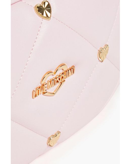 Love Moschino Pink Quilted Embellished Faux Leather Shoulder Bag