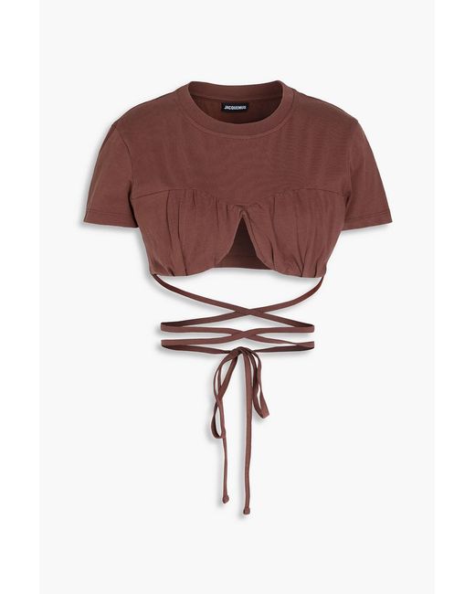 Jacquemus Brown Cropped Cotton-Jersey T-Shirt