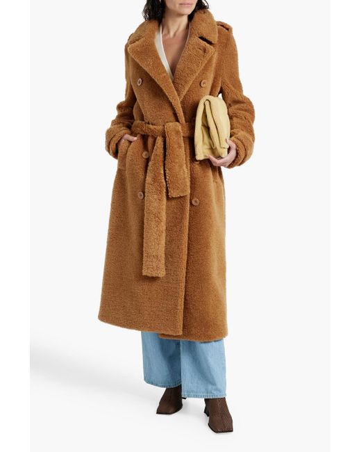 Stand Studio Brown Towa Double-breasted Faux Shearling Coat