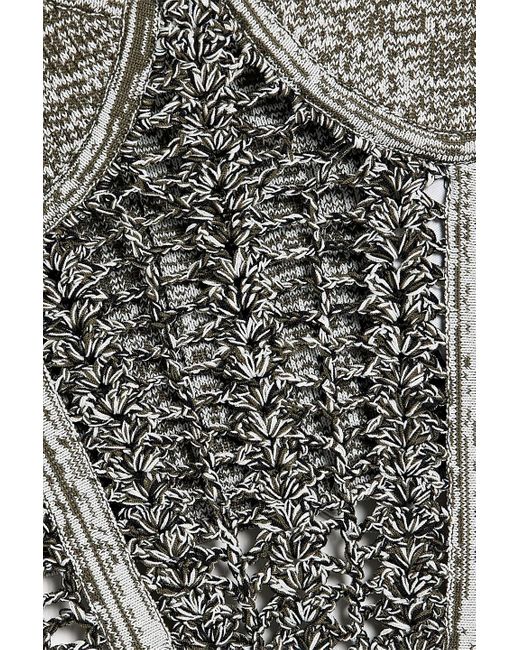 Dion Lee White Mélange Crochet-knit Bustier Top