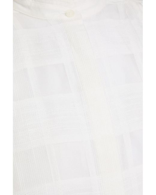 Rag & Bone White Jordan Checked Cotton And Cupro-Blend Blouse