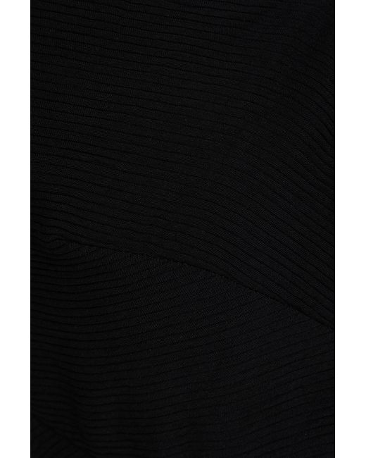 Staud Black Kyra Cropped Ottoman Halterneck Top