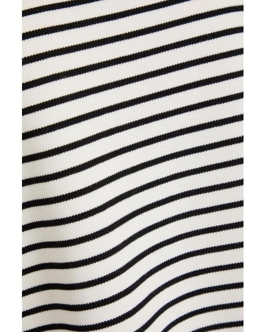 Veronica Beard White Striped Piqué Top