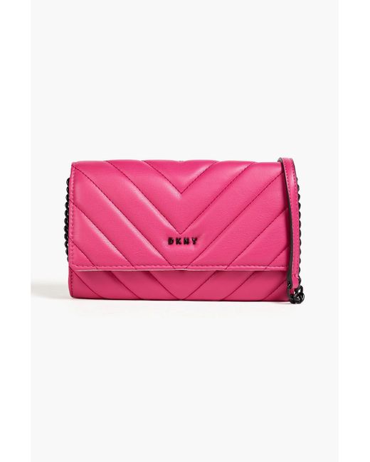 DKNY Pink Veronica Quilted Faux Leather Shoulder Bag