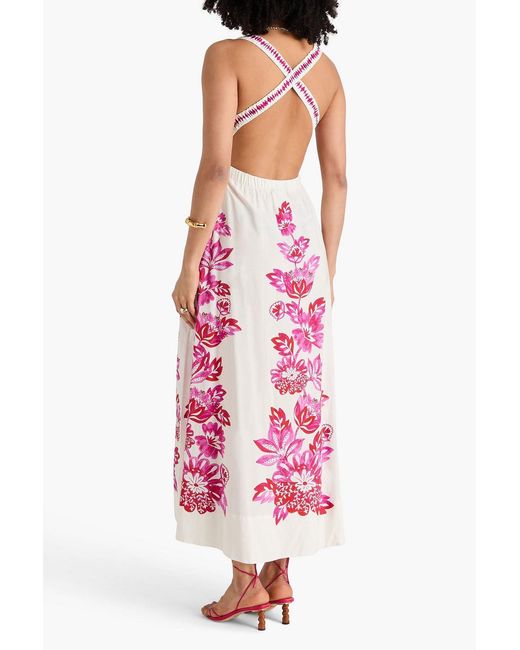 Farm Rio Pink Floral-print Cotton-poplin Maxi Dress