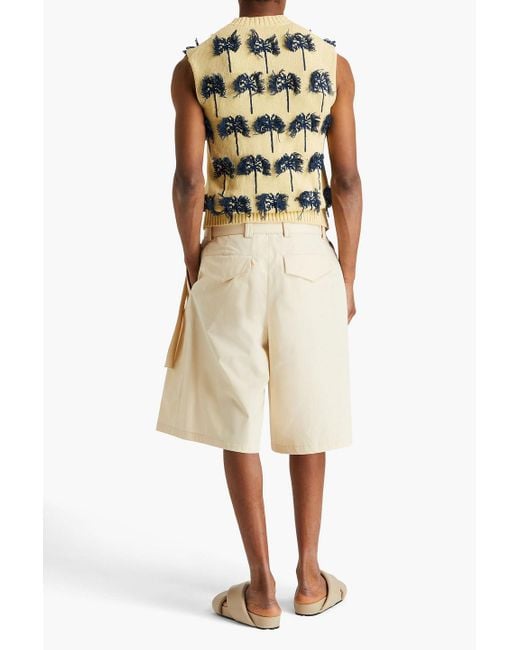 Jil Sander Natural Belted Pleated Cotton-blend Twill Shorts for men