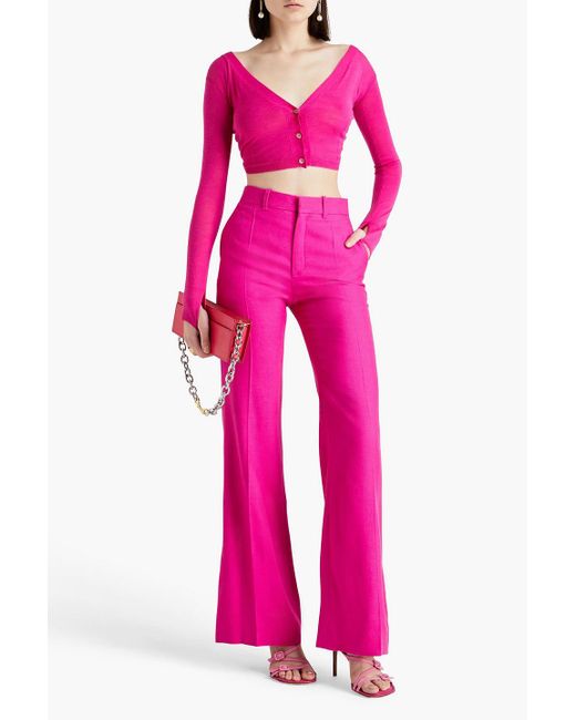 Jacquemus Pink Soli Cropped Twist-back Wool-blend Cardigan