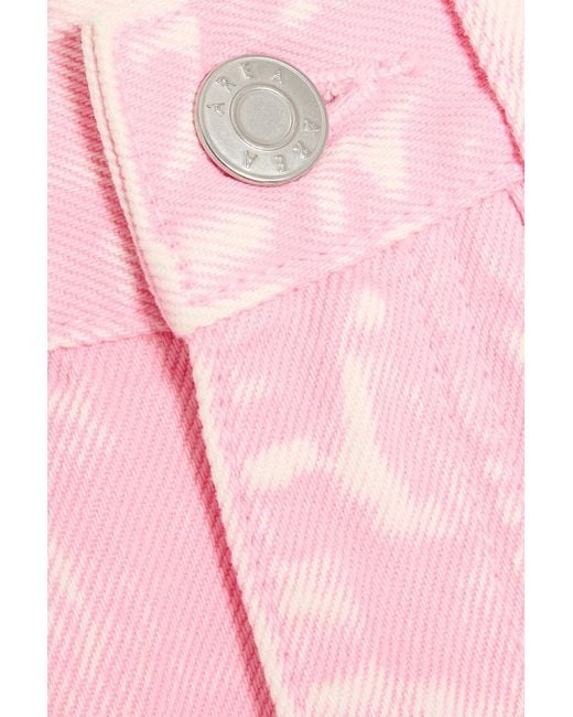 Area Pink Cutout Crystal-Embellished High-Rise Straight-Leg Jeans