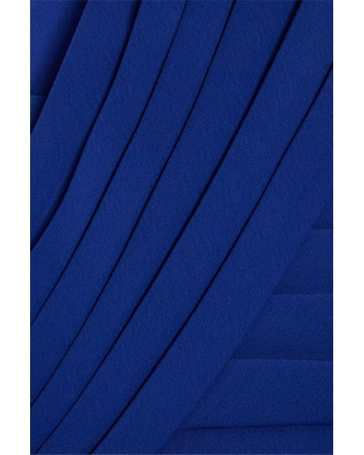 Badgley Mischka Blue One-shoulder Crepe Gown