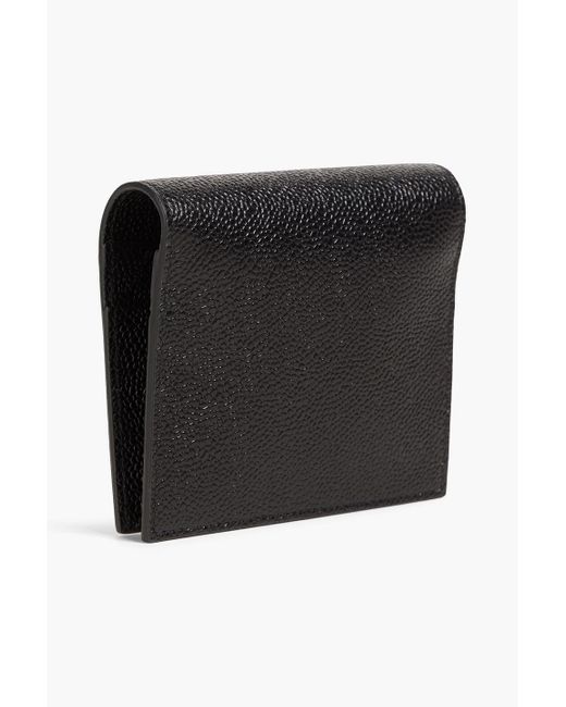 Thom Browne Black Bow-detailed Pebbled-leather Cardholder