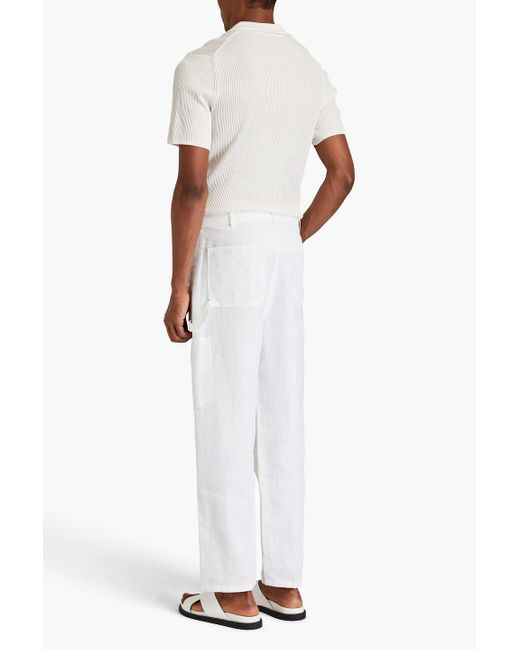 Dunhill White Belted Linen-canvas Pants for men