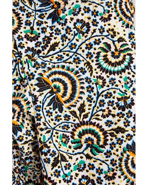 A.L.C. Black Gathered Printed Cotton-poplin Mini Dress