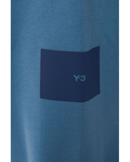 Y-3 Blue Logo-print French Cotton-terry Sweatshirt for men