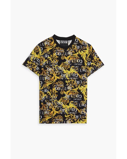 Versace Yellow Printed Cotton-jersey T-shirt for men