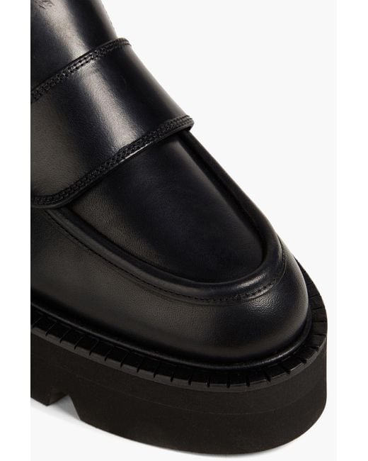 Atp Atelier Black Pescara Leather Platform Loafers