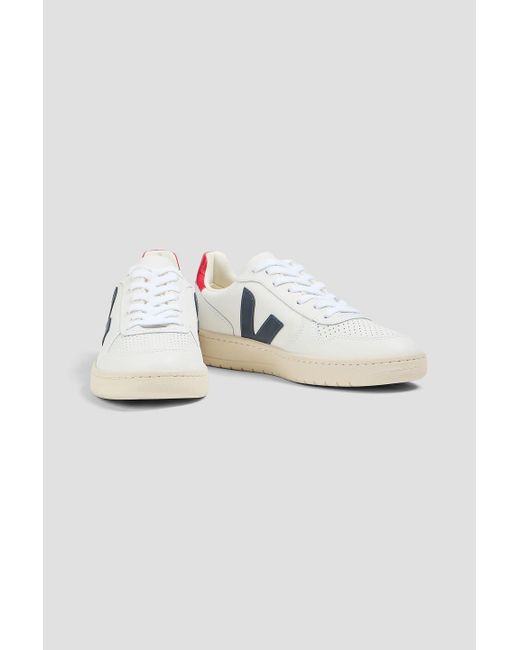 Veja White V-10 Leather Sneakers for men