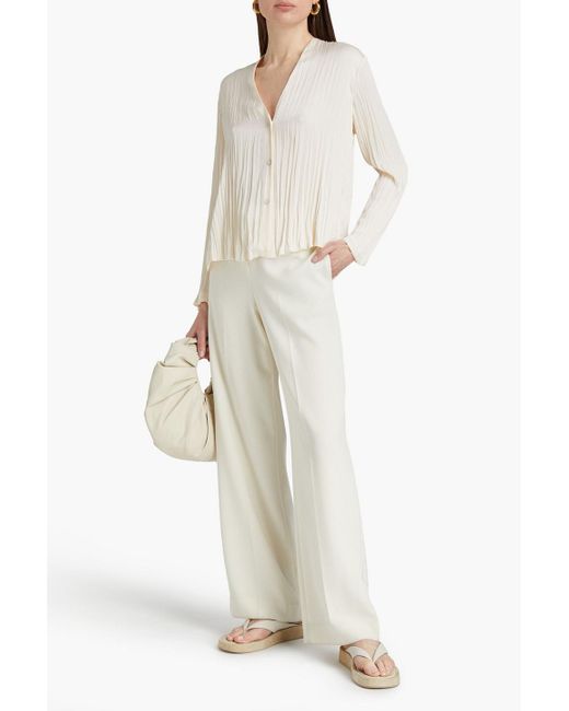 Vince Plissé-satin Top in Natural | Lyst