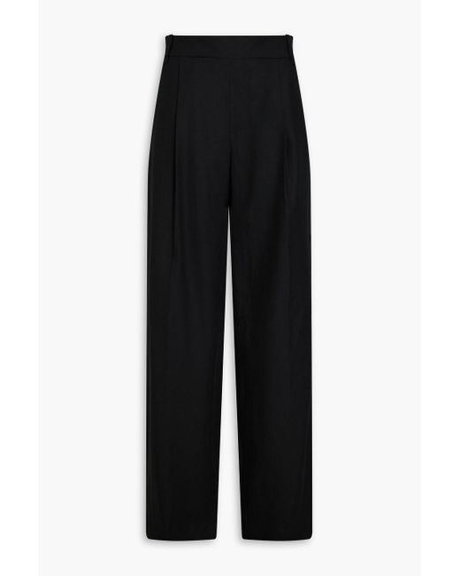 Vince Black Lyocell And Linen-blend Wide-leg Pants