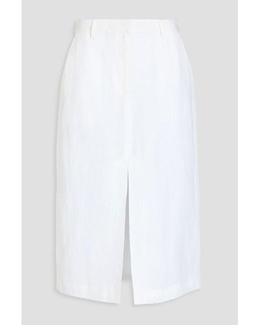Theory White Linen Midi Skirt