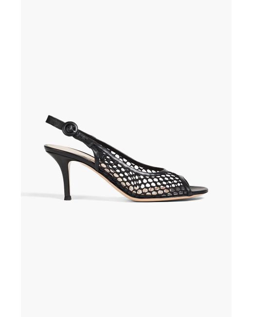 Gianvito Rossi Metallic Mesh And Leather Slingback Pumps