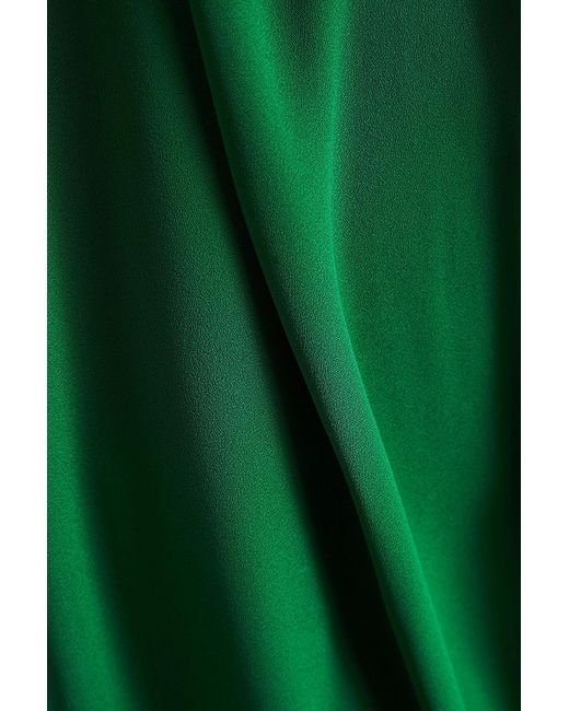 Mikael Aghal Green Ruffled Pleated Crepe Wide-leg Jumpsuit